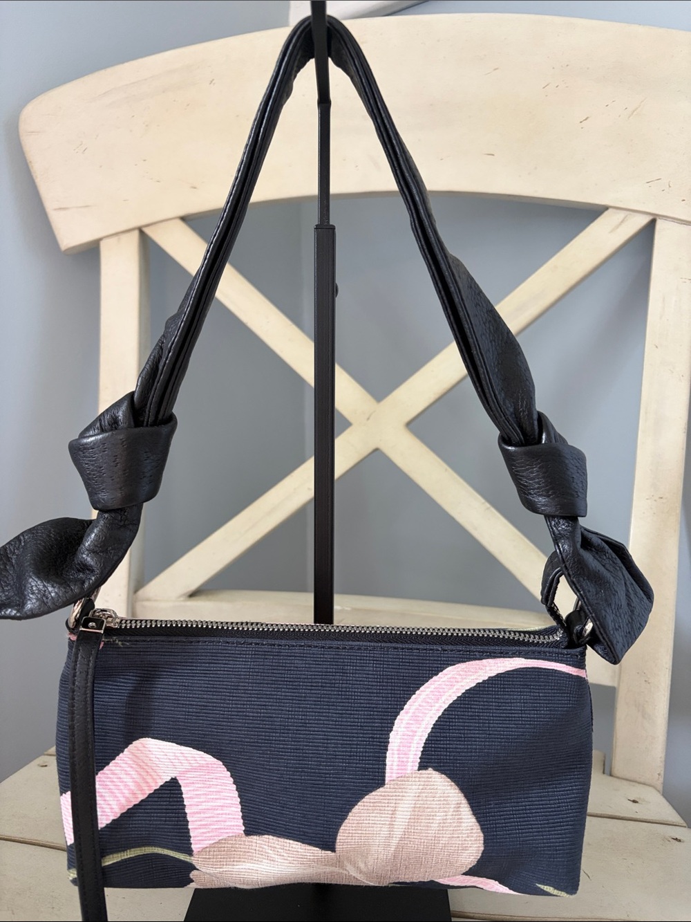 Salvatore Ferragamo AU-21 5347 Shoulder Bag with Pink Floral Detail